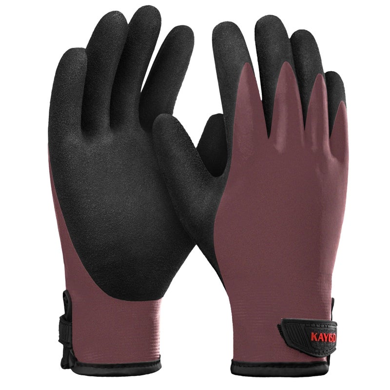 KAYGO Waterproof Thermal Work Gloves, Double Latex Coated, Good Grip and Dexterity, Insulated Liner Warm for Freezer Storage Cold Weather Fishing Winter Outdoor Jobs, KG145W,Medium,Brown - Image 1